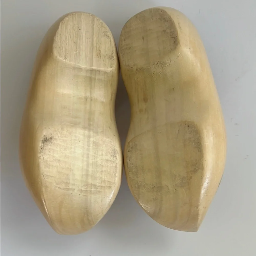 Vintage Holland Kids Windmill Wooden Clogs‎ - Tan Size 18